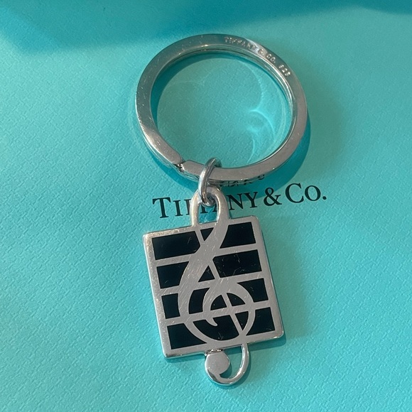 Tiffany & Co. Jewelry - RARE vintage 1992 black enamel music note pendant & keychain